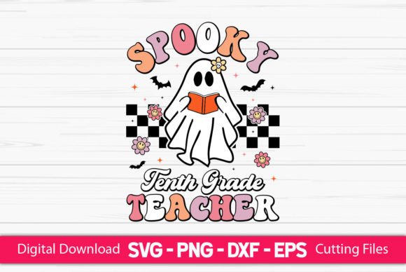 Spooky Tenth Grade Teacher: A Charming Embroidery Design